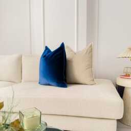 Cotton Velvet Navy Blue Cushion Cover Flanged Deep Throw Pillow Home Decor Lumbar Dark - All Sizes - thumbnail 3