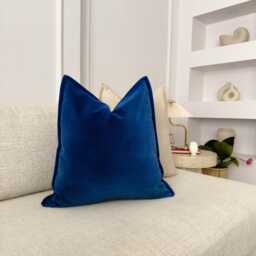 Cotton Velvet Navy Blue Cushion Covers - Dark Throw Pillow Cover Home Decor Lumbar - All Sizes