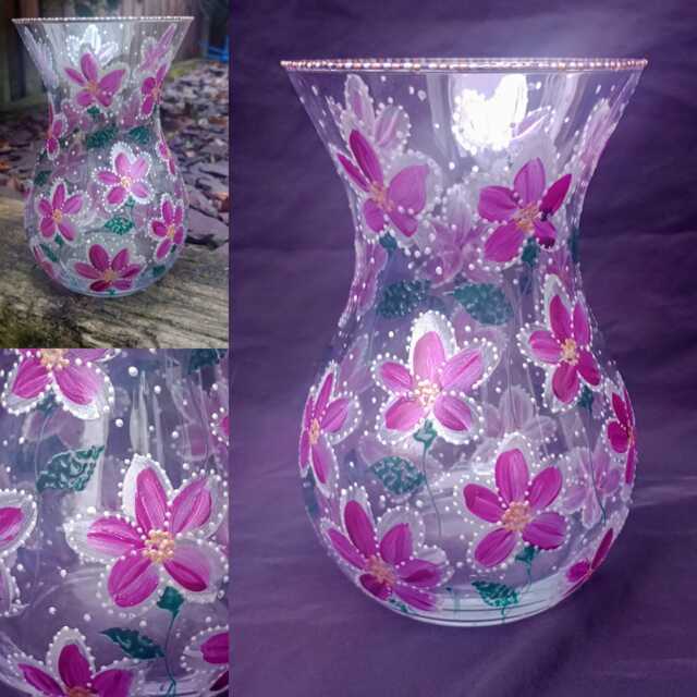 Hand Painted Vase. 11 X 18cm . Quirky & Unique. Ideal Gift - image 1
