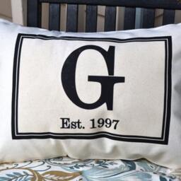 Personalized Pillow, Cotton Gift, 2nd Anniversary, Monogram Gift Anniversary Wedding Family Mother's Day - thumbnail 3