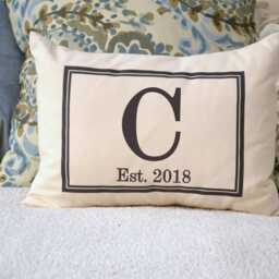 Personalized Pillow, Cotton Gift, 2nd Anniversary, Monogram Gift Anniversary Wedding Family Mother's Day - thumbnail 2