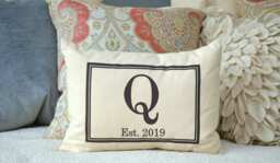 Personalized Pillow, Cotton Gift, 2nd Anniversary, Monogram Gift Anniversary Wedding Family Mother's Day - thumbnail 1