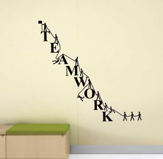 Teamwork Poster Wall Decal Office Sign Team Work Quote Motivational Vinyl Sticker Business Gifts Decor Art Success Print 999 - image 1
