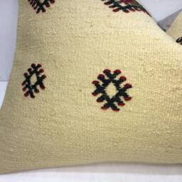 Vintage Turkish Kilim Pillow Cover, Handwoven Wool Accent - 16x24 - thumbnail 3