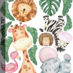 Cute Forest Animal Wall Decal - Kids Sticker With Banana Leaves - thumbnail 4