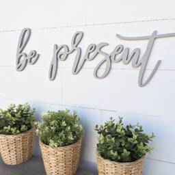 Be Present Wood Sign Birch Plywood Word Cutout, Wall Decor - thumbnail 3