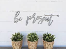Be Present Wood Sign Birch Plywood Word Cutout, Wall Decor - thumbnail 1