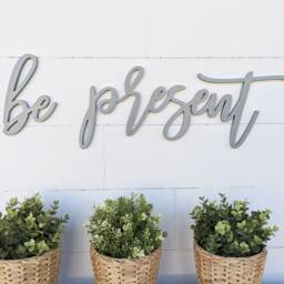 Be Present Wood Sign Birch Plywood Word Cutout, Wall Decor - thumbnail 2