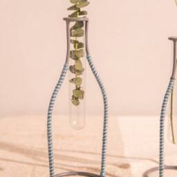 Blue Invisible Metal Line Test Tube Vase, Invisible Vases, Colorful Flower Handcrafted, Pots - thumbnail 2