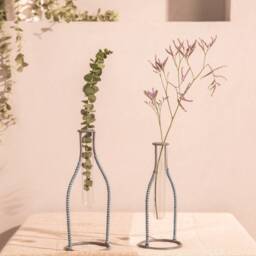 Blue Invisible Metal Line Test Tube Vase, Invisible Vases, Colorful Flower Handcrafted, Pots - thumbnail 1