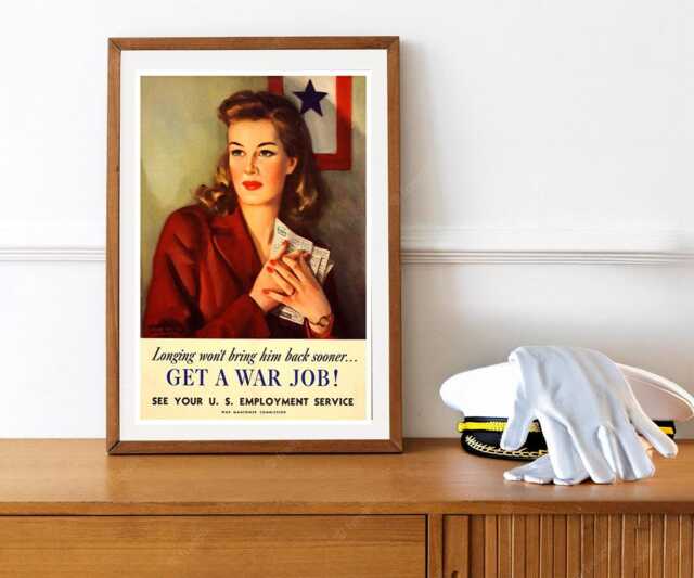 "Reprint Of A Ww2 Us Female Industry Recruitment Poster - ""Get A War Job" - image 1