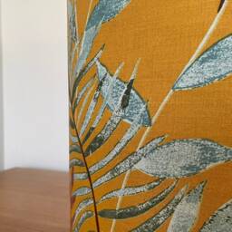 Mustard Yellow & Green Leafy Lampshade Tropical Botanical 40cm 30cm 25cm 20cm 15cm Fabric Drum Ceiling Pendant Or Table Lamp Metallic Gold - thumbnail 2