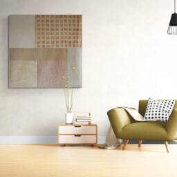 Creamy Monochrome Silk Wall Quilt Japandi Textile Art Tapestry - thumbnail 4