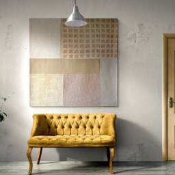 Creamy Monochrome Silk Wall Quilt Japandi Textile Art Tapestry - thumbnail 3