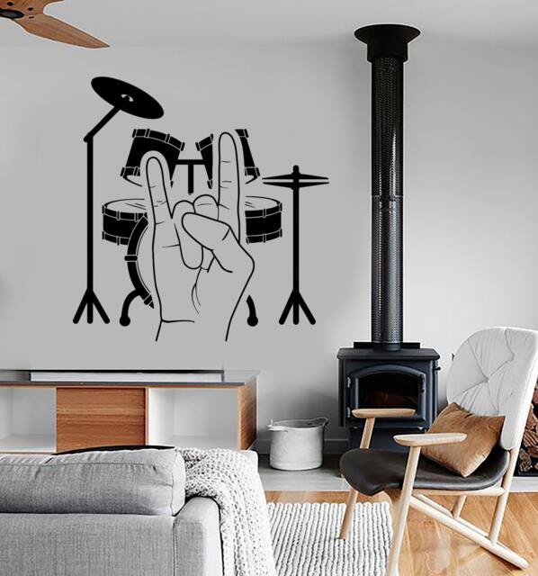 Wall Vinyl Music Drum Rock Heavy Guaranteed Quality Decal Mural Art 1502Dz - image 1