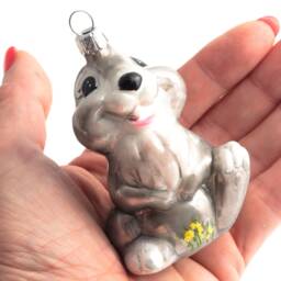 Czech Glass Bunny Rabbit Christmas Tree Ornament Decoration - thumbnail 2