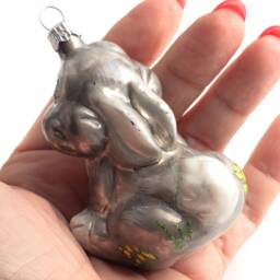 Czech Glass Bunny Rabbit Christmas Tree Ornament Decoration - thumbnail 3