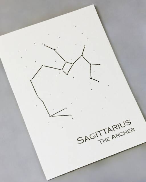 Sagittarius Constellation Zodiac Art Print/Gold Foil Wall Astrology Home Decor November-December Birthday/Gold On Cream/Navy - image 1