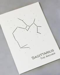 Sagittarius Constellation Zodiac Art Print/Gold Foil Wall Astrology Home Decor November-December Birthday/Gold On Cream/Navy - thumbnail 1