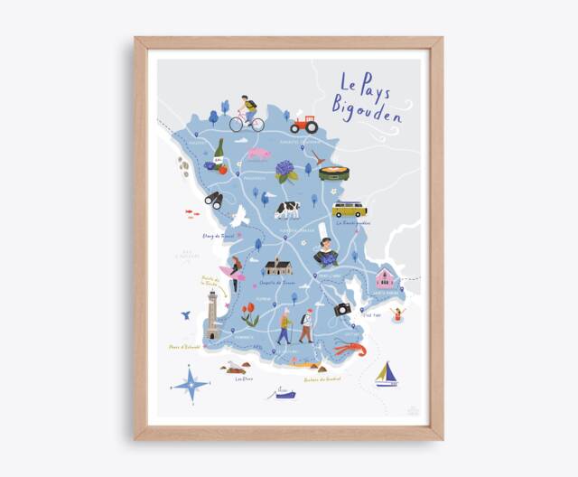 Le Pays Bigouden - Map Of Brittany Illustrated Poster - image 1