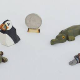 Hand Carved Wooden Noah's Ark Animals Turtles, Puffins, Alligators & Platypus - thumbnail 3