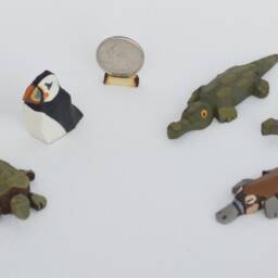 Hand Carved Wooden Noah's Ark Animals Turtles, Puffins, Alligators & Platypus - thumbnail 2