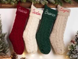 Personalized Christmas Stockings, Gift, Family Embroidered Stocking, Holiday Knitted Stockings