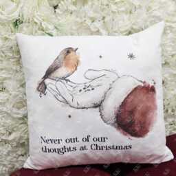 Christmas Personalised Robin Memorial Cushion - Santa- Robins Appear - thumbnail 2