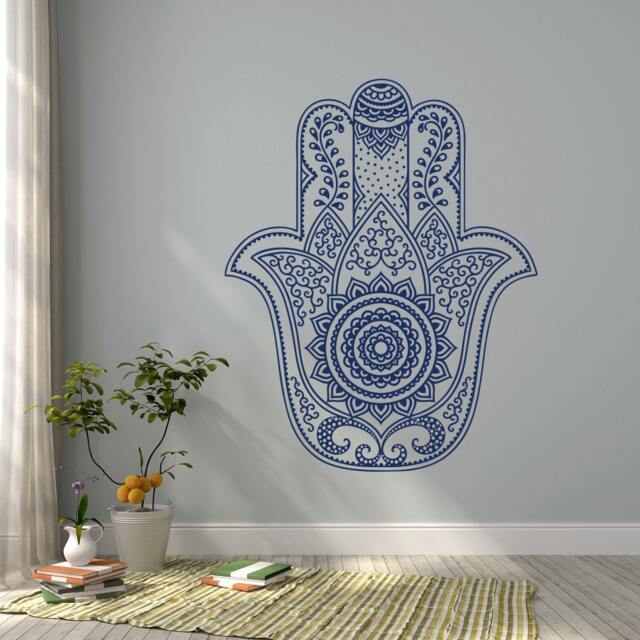 Hamsa Mandala Wall Decal Hand Of Fatima Protection Sticker, Spiritual Boho Home Decor #32 - image 1