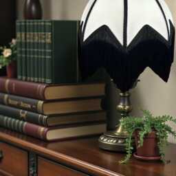 Art Deco Cream Lamp Shades With Black Fringe, Handmade in The UK - thumbnail 3