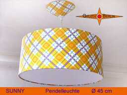 Yellow Hanging Lamp in Retrodesign Sunny Vintage Pendant With Diffuser Many Sizes Of Your Choice - thumbnail 1