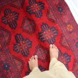 3x5 Ft Bukhara Khal Mohammedi Afghan Handmade Rug, Bokhara Red Turkmen Oriental Geometric Livingroom, D??cor Office Area Rug - thumbnail 3
