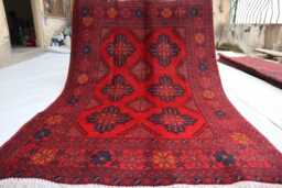 3x5 Ft Bukhara Khal Mohammedi Afghan Handmade Rug, Bokhara Red Turkmen Oriental Geometric Livingroom, D??cor Office Area Rug - thumbnail 1