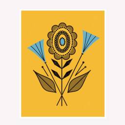 Citrine Modern Flowers By Amber Leaders 4x4, 5x7, 8x10, 11x14, 16x20 Art Print Mid-Century Modern - thumbnail 2