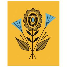 Citrine Modern Flowers By Amber Leaders 4x4, 5x7, 8x10, 11x14, 16x20 Art Print Mid-Century Modern - thumbnail 1