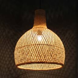 Bottle-Shaped Bamboo Pendant Light - Natural Woven Lighting - thumbnail 2