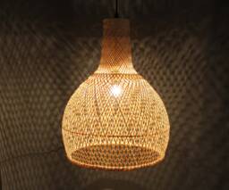 Bottle-Shaped Bamboo Pendant Light - Natural Woven Lighting