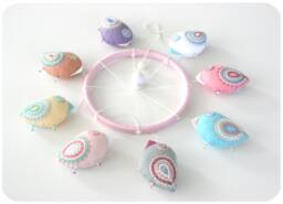 Felt Bird Baby Mobile Pastel Nursery Decor - thumbnail 1