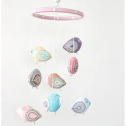 Felt Bird Baby Mobile Pastel Nursery Decor - thumbnail 2