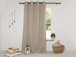 Linen Curtain-Linen Panel - Drape-Lined Panel-Washed Panel With Black Out & Bronze Grommets-Width 53''x Custom Length