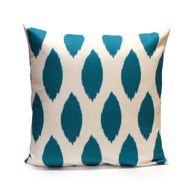 Turquoise & White Pillow, Throw Pillow Cover, Decorative Cushion Pillowcase, Accent Toss Cotton, Ikat - image 1