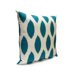 Turquoise & White Pillow, Throw Pillow Cover, Decorative Cushion Pillowcase, Accent Toss Cotton, Ikat - thumbnail 2