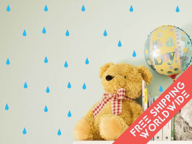 Blue Rain Drop Wall Decals Decor Stickers Nursery Baby Boy Tear Modern & Scandinavian - image 1