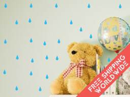 Blue Rain Drop Wall Decals Decor Stickers Nursery Baby Boy Tear Modern & Scandinavian - thumbnail 1