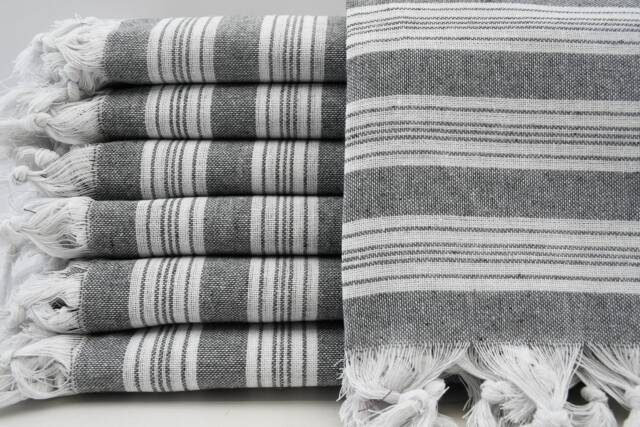 "Gray Peshtemal, Turkish Bath Towel, Thin Towel, Turkish Towels, Turkish Towel, Peshtemal, Sofa Cover, 32""x65" - image 1