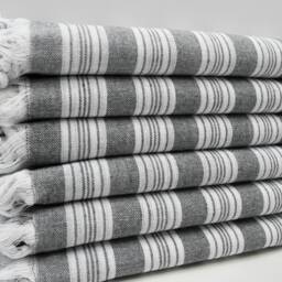 "Gray Peshtemal, Turkish Bath Towel, Thin Towel, Turkish Towels, Turkish Towel, Peshtemal, Sofa Cover, 32""x65" - thumbnail 3