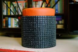Modern Recycled Design Stool/Ottoman Bench Upcycled Using Pallet Wood & Black Keyboard Keys - thumbnail 1