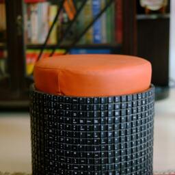 Modern Recycled Design Stool/Ottoman Bench Upcycled Using Pallet Wood & Black Keyboard Keys - thumbnail 2