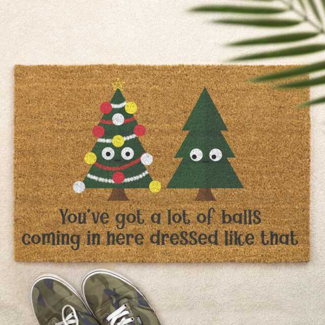 Christmas Doormat You've Got A Lot Of Balls Brush Door Mat Pun Front Decor Gift Xmas Festive Holidays - image 1