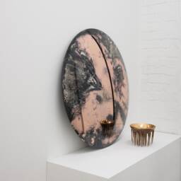 Orbis??? Antiqued Convex Rose Gold Tinted Handmade Frameless Mirror - thumbnail 2
